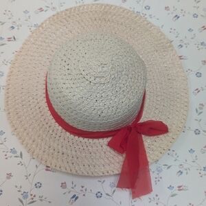 ♥️ Straw Woven Rattan Hat Ribbon Thin Lightweight Summer Sun Resort